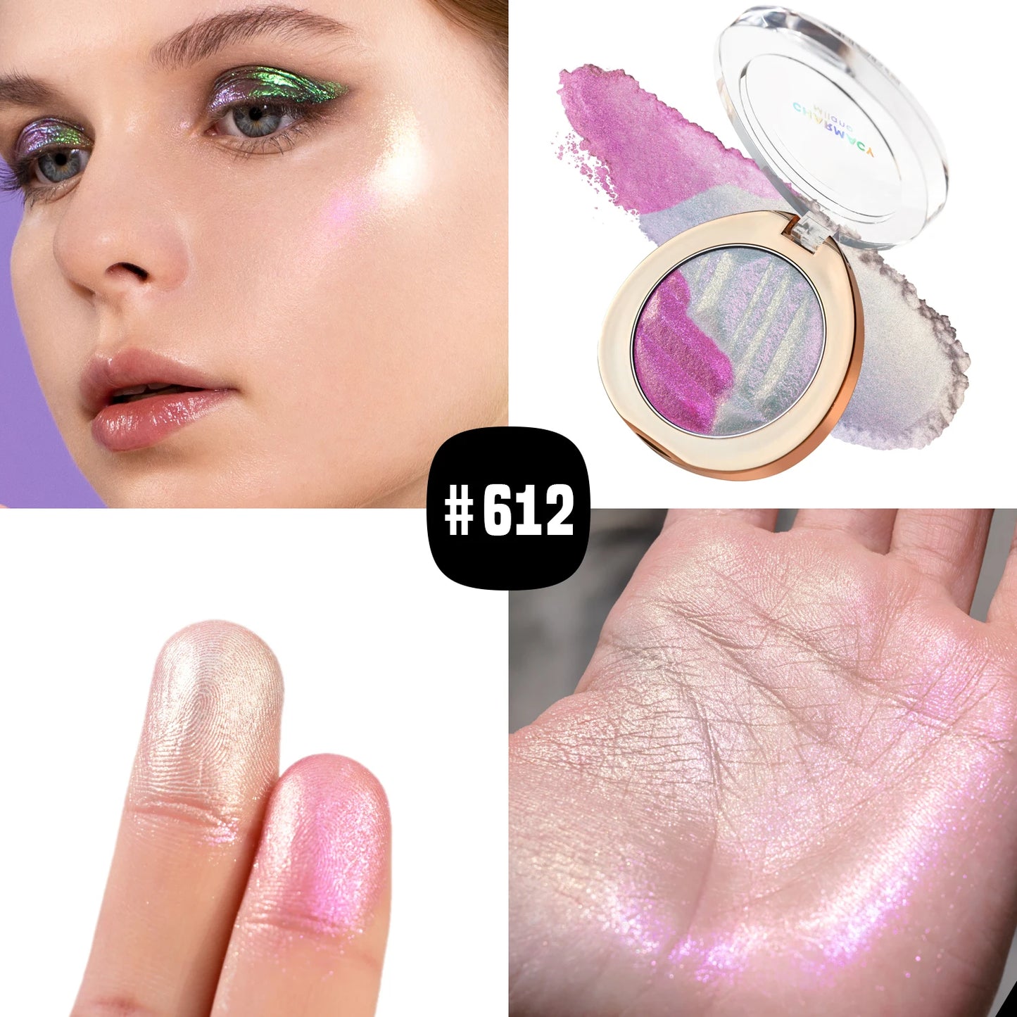 CHARMACY Duochrome Highlighter Powder 4.2g – Long-Lasting Multichrome Shimmer Makeup for Women - Lylamor.com