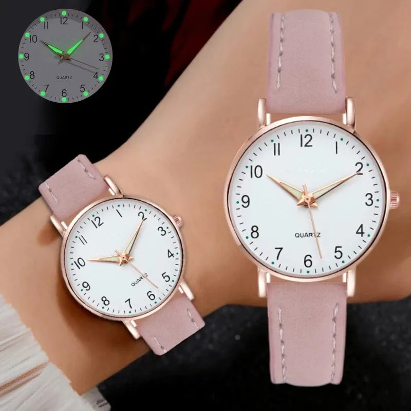 Montre élégante à bracelet en cuir pour femme – Montre analogique à quartz tendance