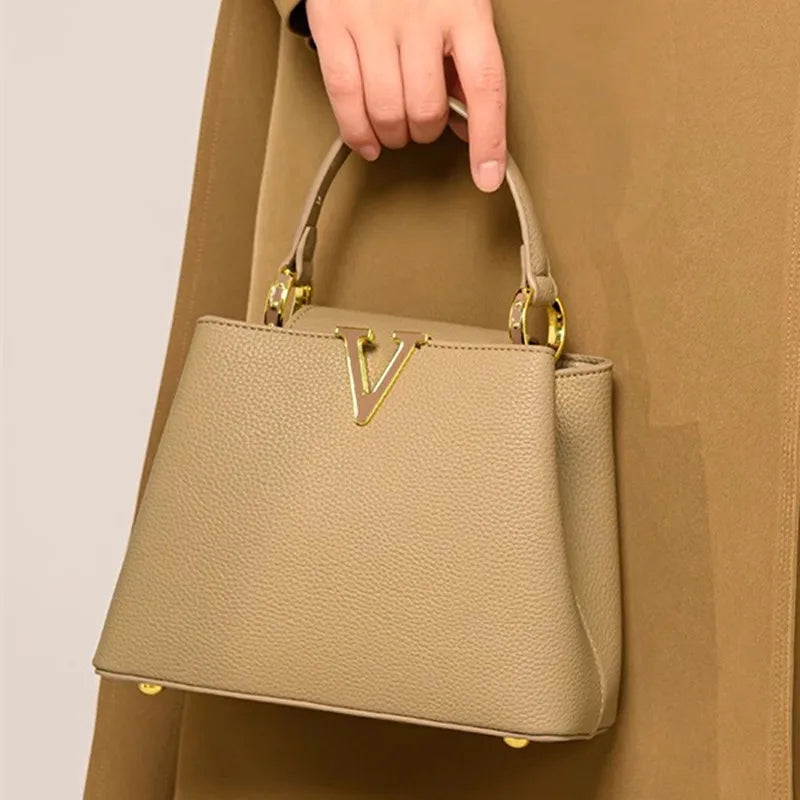 Women’s PU Leather Tote with Breathable Bamboo Fiber Lining – Casual Crossbody & Commuter Bag - Lylamor.com