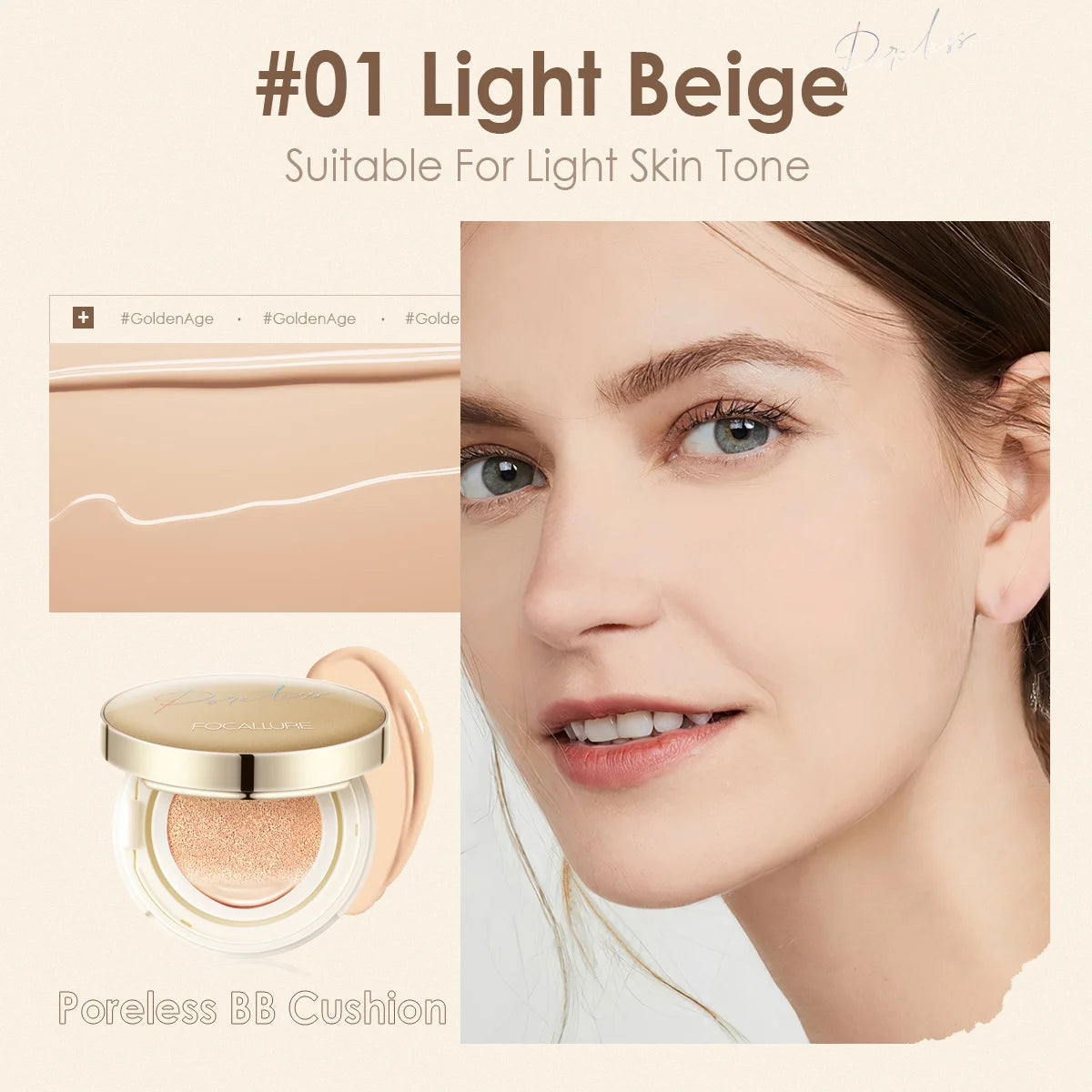 FOCALLURE Air Cushion Foundation – Waterproof, Matte, High Coverage, Poreless Finish - Lylamor.com