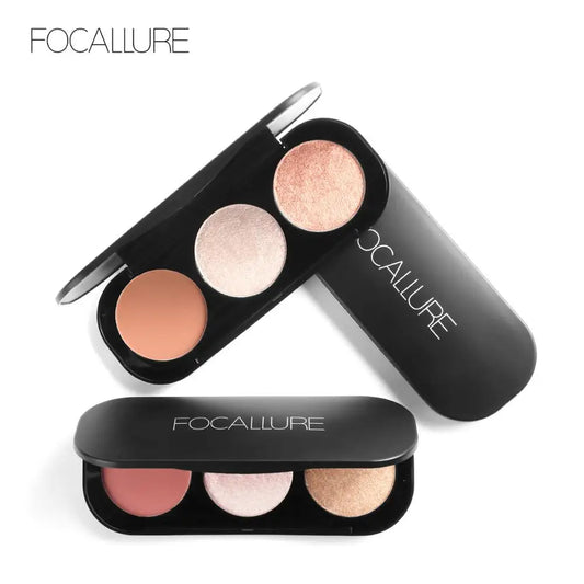 FOCALLURE 3-in-1 Makeup Palette – Blush, Highlighter & Bronzer Long-Lasting Face Powder for Women - Lylamor.com