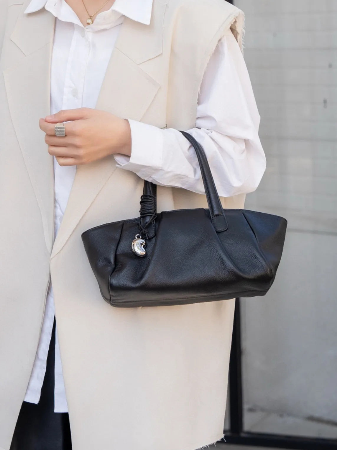 FIRMRANCH Soft Genuine Leather Shoulder & Crossbody Handbag with Zipper – Light Luxury Casual Tote - Lylamor.com