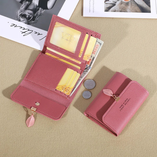 Trifold Minimalist Wallet for Women | Slim Credit Card Holder & Coin Purse Clutch for Everyday Use - Lylamor.com