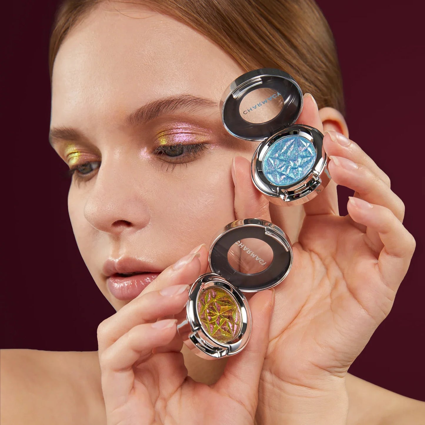 CHARMACY Duochrome Eyeshadow Palette – Long-lasting Glitter Multicolor Pigment Shadows - Lylamor.com