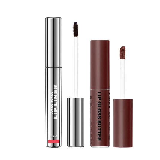 Moisturizing Lip Liner & Butter Gloss Set – Long-Lasting Non-Stick Cup Lip Glaze Liquid Makeup for Women - Lylamor.com