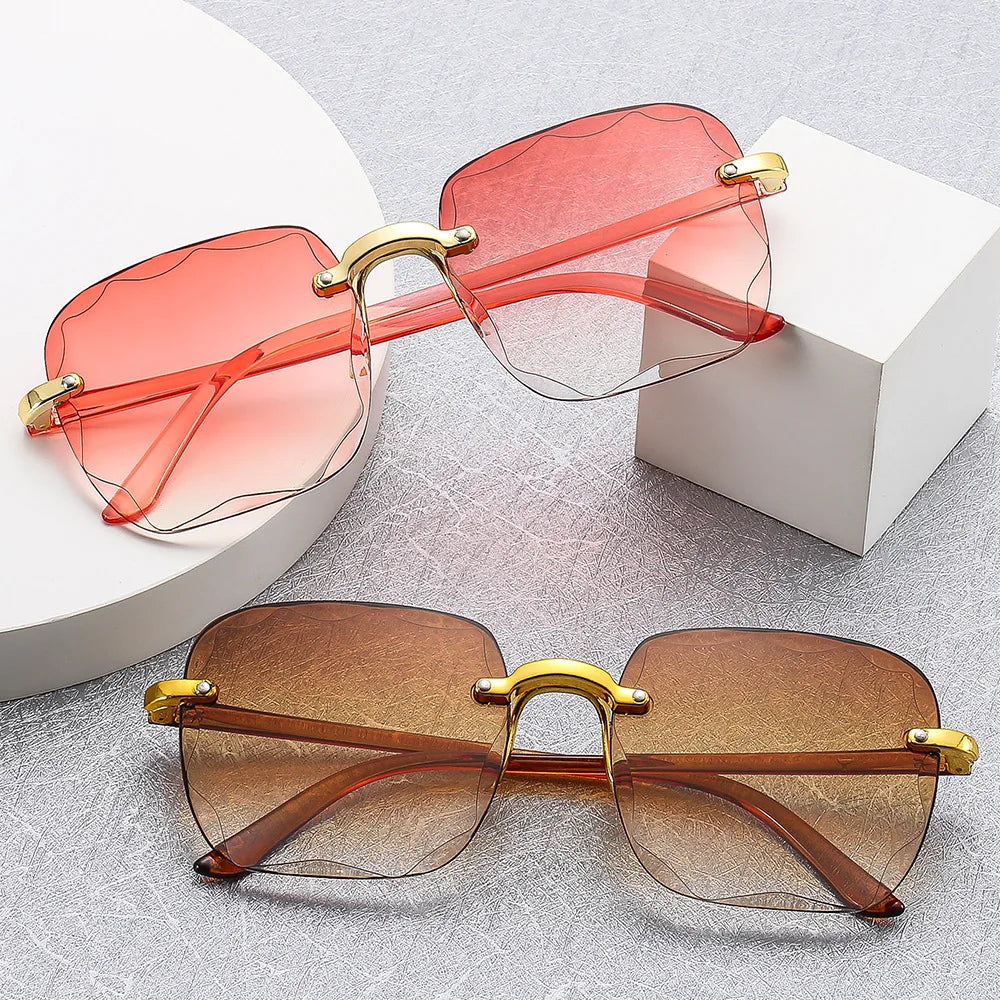 2025 Rimless Women's Sunglasses - Vintage Gradient Lenses UV400 Protection