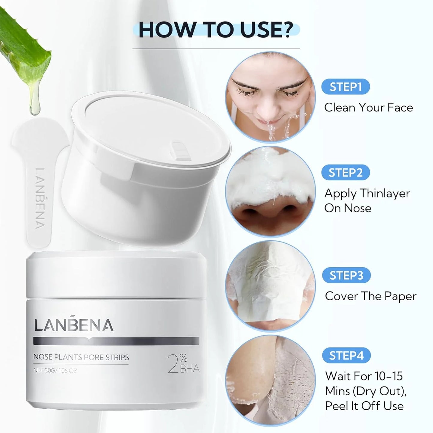 LANBENA Blackhead Remover Nose Strips with 60Pcs Paper – Pore Cleaner Mask - Lylamor.com