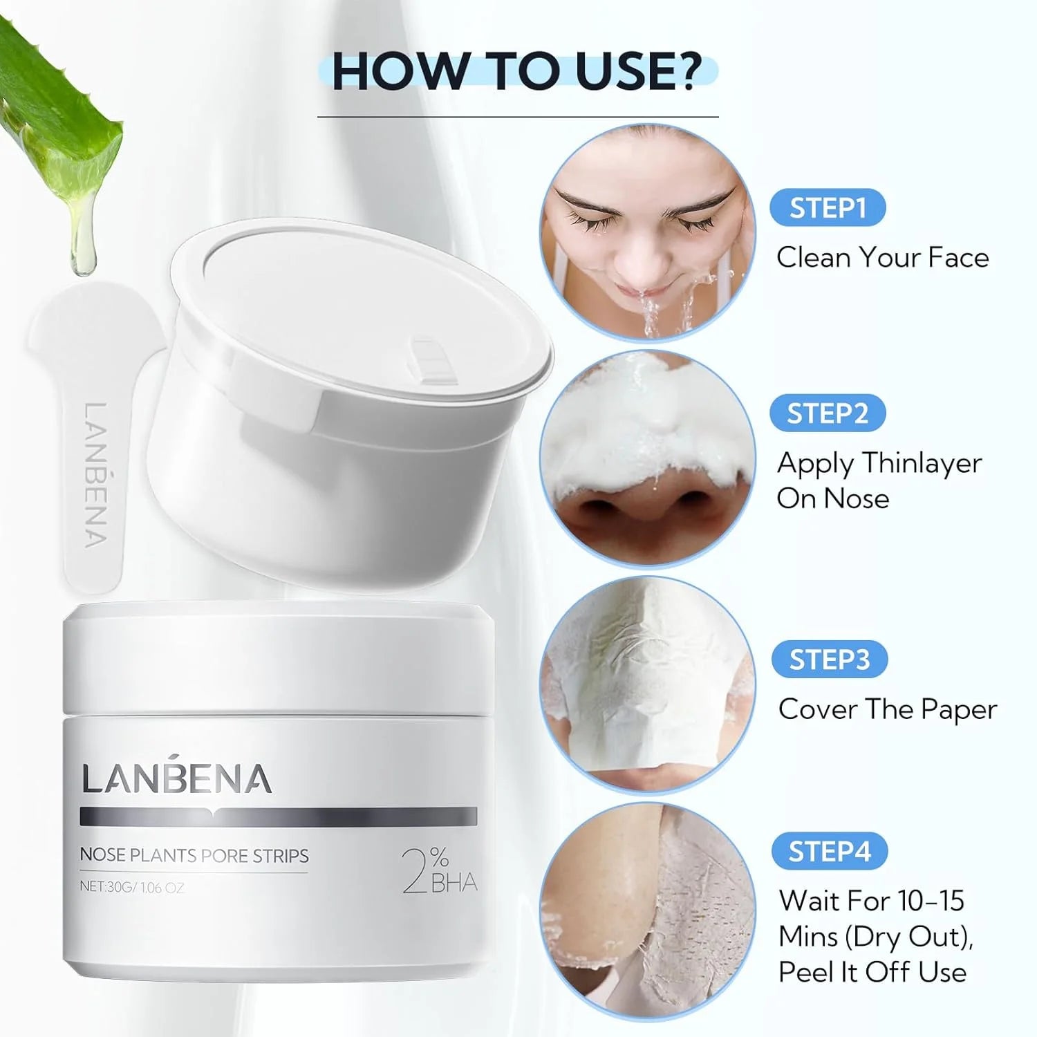 LANBENA Blackhead Remover Nose Strips with 60Pcs Paper – Pore Cleaner Mask - Lylamor.com