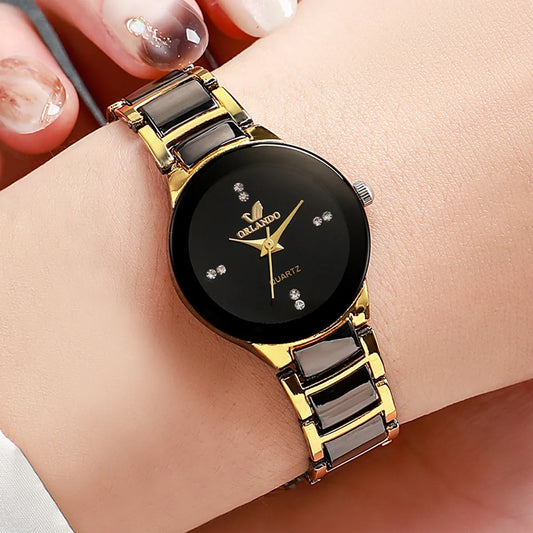 Rhinestone Women's Watch - Stainless Steel Band Analog Quartz Watch