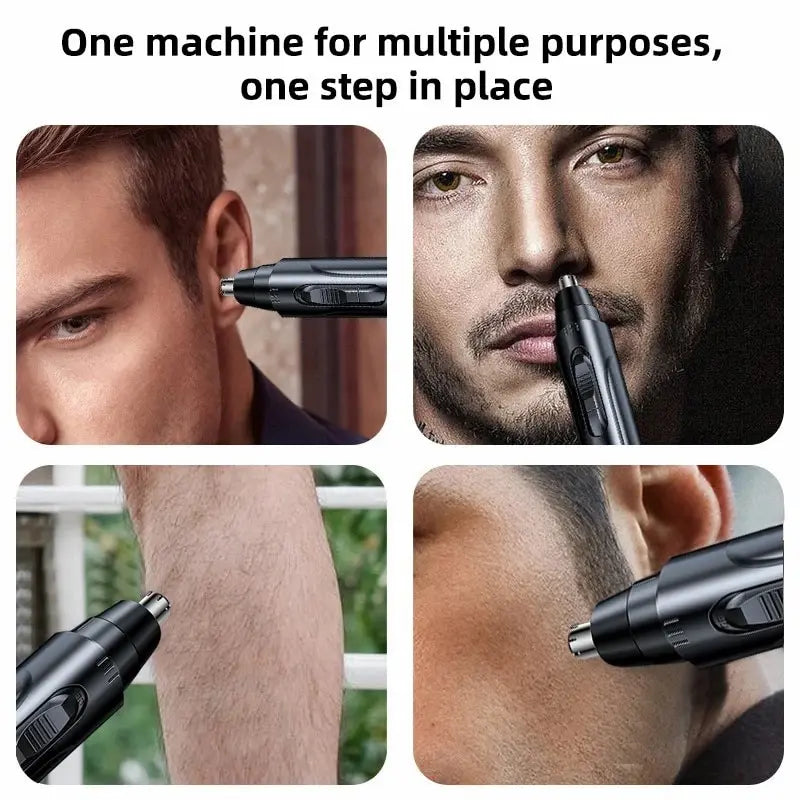 Black Electric Nose Hair Trimmer - Painless Ear/Nose Groomer for Men & Women