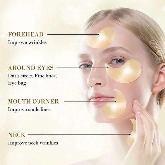 24K Gold Hyaluronic Acid Eye Masks | Collagen Patches to Remove Dark Circles & Puffiness | Korean Skincare - Lylamor.com