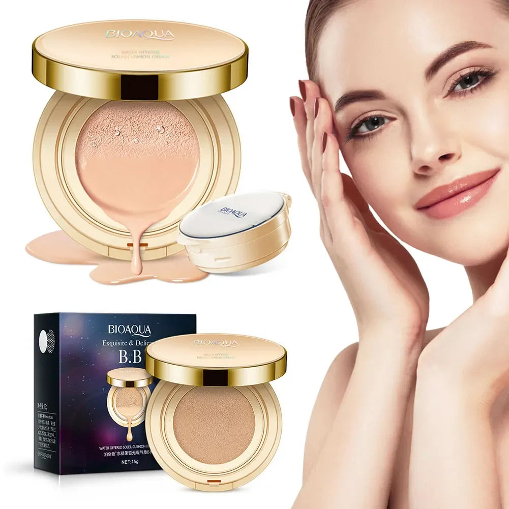 BIOAQUA Waterproof Matte Air Cushion BB & CC Cream – High Coverage, Oil Control, Poreless Foundation Base Makeup - Lylamor.com