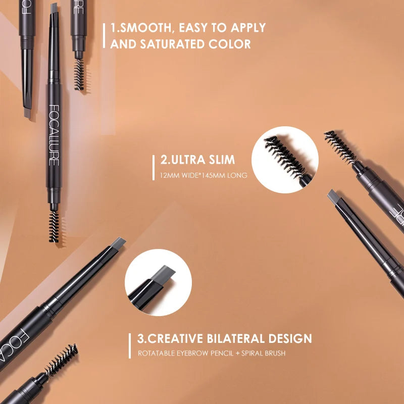 Focallure 3-Color Eyebrow Pencil Precise Long-Lasting Waterproof Eyeliner for Blonde and Brown Eyebrows - Lylamor.com