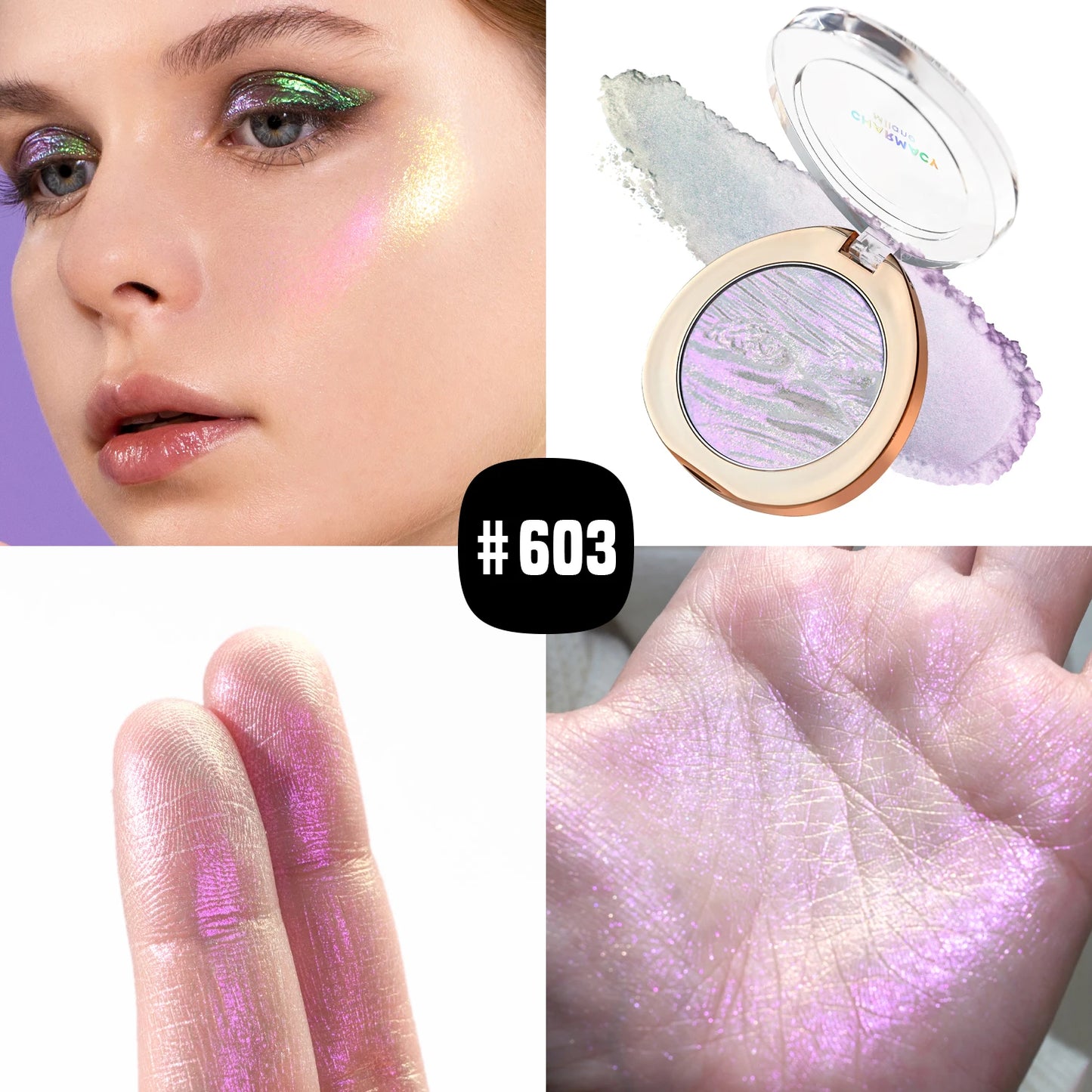 CHARMACY Duochrome Highlighter Powder 4.2g – Long-Lasting Multichrome Shimmer Makeup for Women - Lylamor.com