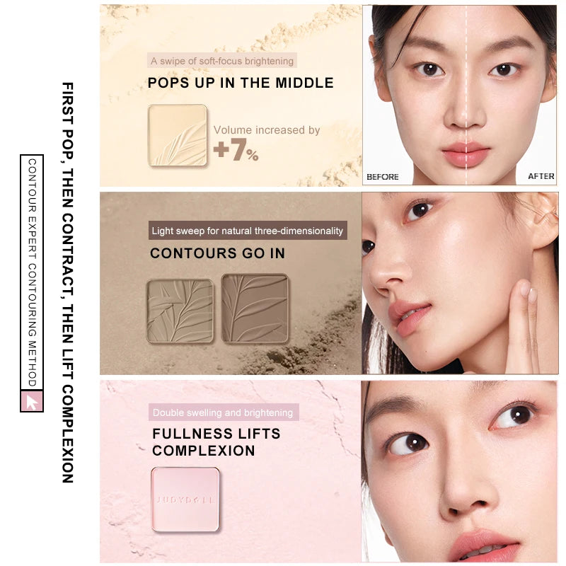 Judydoll Highlighter & Contour Palette Matte & Shimmer Natural Finish Face Sculpting - Lylamor.com