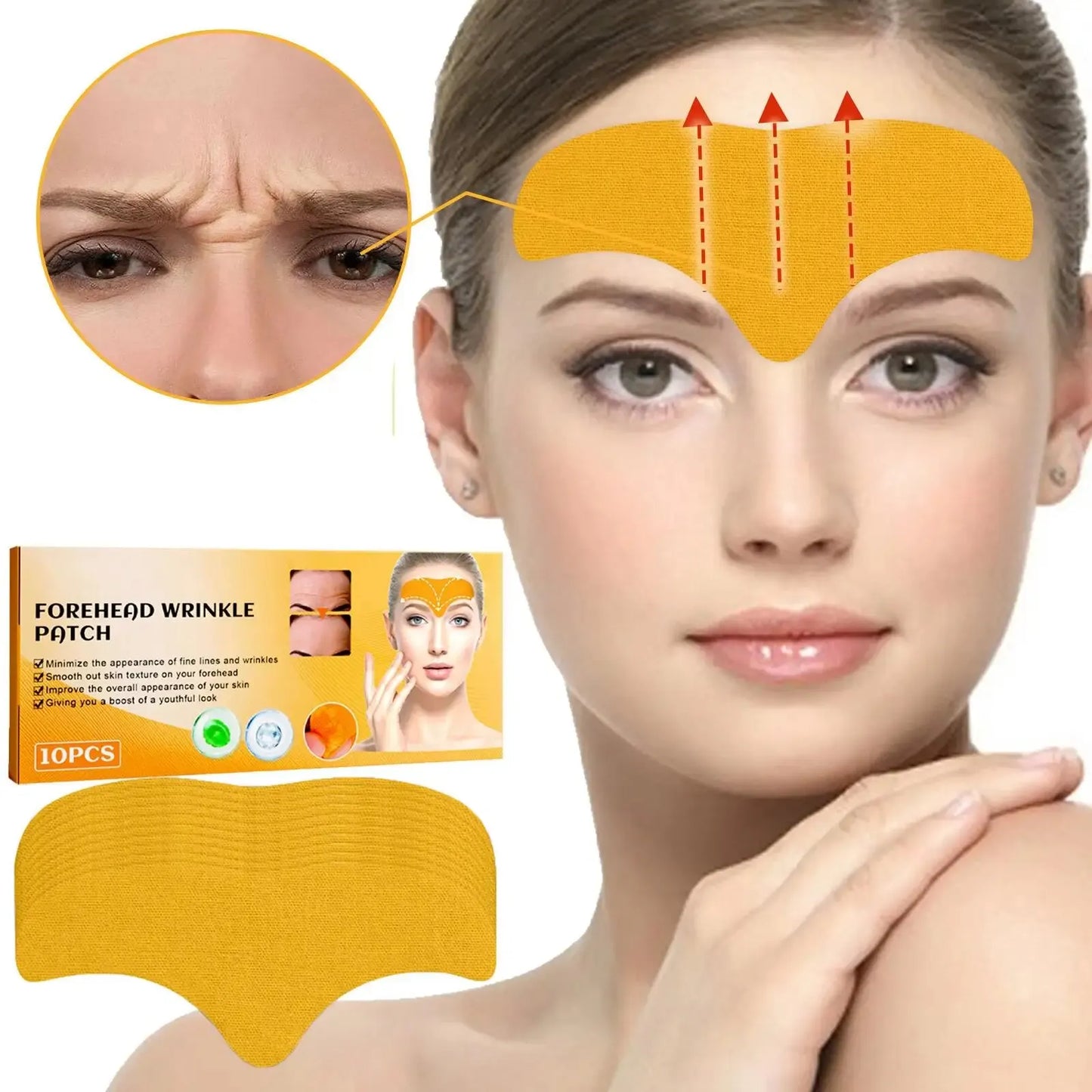 10PC Collagen Forehead Patches – Lighten Fine Lines & Firm Skin Instantly