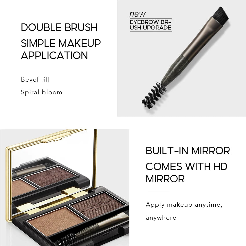 CARSLAN 2 Colors Eyebrow Powder Palette with Brush & Mirror – Waterproof, Long-Lasting Brow Makeup - Lylamor.com