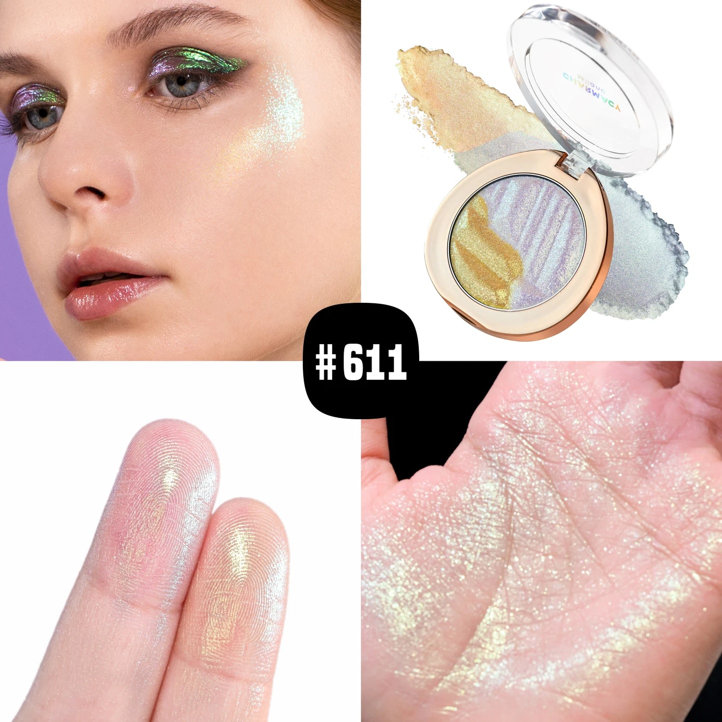 CHARMACY Duochrome Highlighter Powder 4.2g – Long-Lasting Multichrome Shimmer Makeup for Women - Lylamor.com