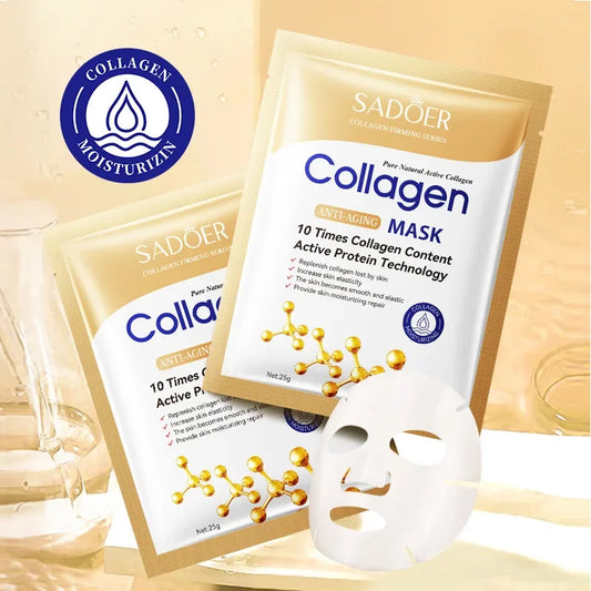10PC Collagen Face Masks – Anti-Wrinkle & Brightening Sheet Mask Set