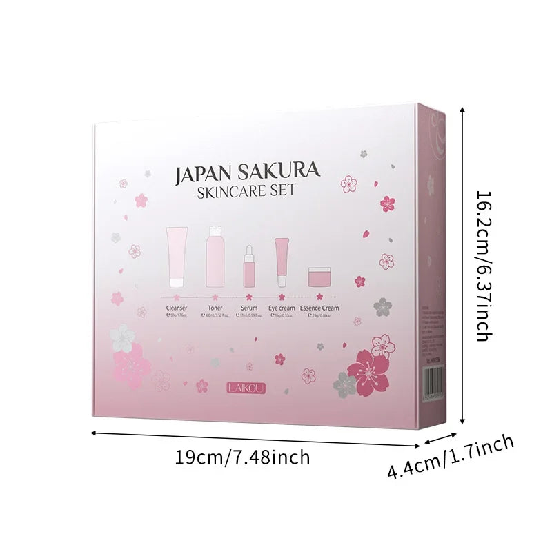 LAIKOU Sakura Skincare Set – 5-Piece Korean Facial Kit for Moisturizing, Pore Skin Care & Reducing Fine Lines - Lylamor.com
