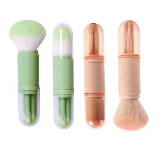 4 in 1 Telescopic Travel Makeup Brush Set | Portable Mini Brushes for Powder, Eyeshadow & Blending - Lylamor.com