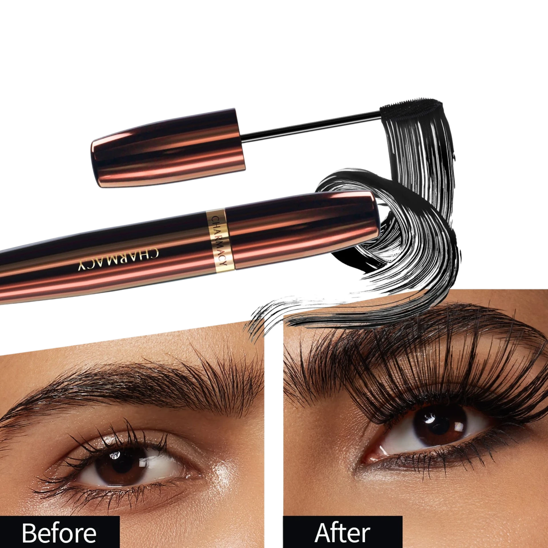 CHARMACY Black Mascara – 3D Volume, Lengthening & Waterproof Eye Makeup - Lylamor.com