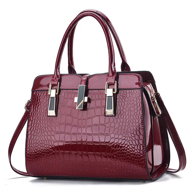 Luxury Crocodile-Pattern Tote Bag - Large Capacity Designer Shoulder & Crossbody Handbag