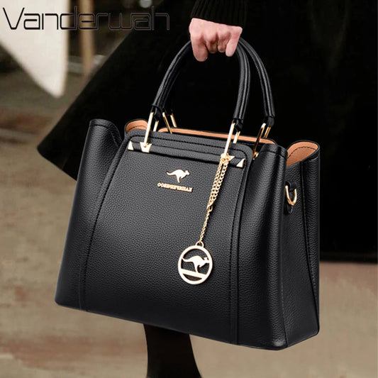 2025 Luxury 3-Layer Designer Handbag - Large Capacity Leather Shoulder & Crossbody Tote