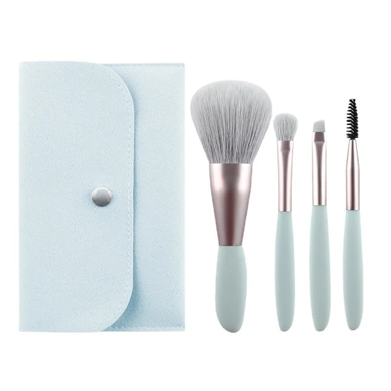 Zoreya 4-Piece Mini Makeup Brush Set for Beginners Multi-Color Pink Yellow Green - Lylamor.com