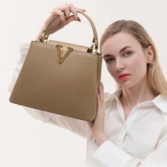 Women’s PU Leather Tote with Breathable Bamboo Fiber Lining – Casual Crossbody & Commuter Bag - Lylamor.com