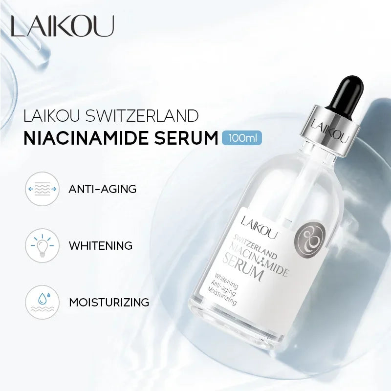 LAIKOU Swiss Anti-Aging Facial Serum 100ml – Sakura, Vitamin C, Niacinamide & Hyaluronic Acid Brightening Essence for Women - Lylamor.com