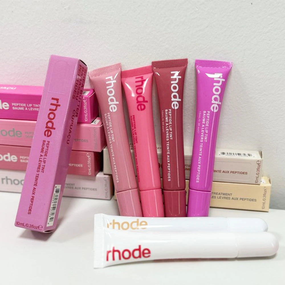 Rhode Makeup Lip Glosses Plump Moisturizing Lip Glaze Oil Long Lasting Nourishing Lipstick Care Ins Salty Tan Raspberry with Box