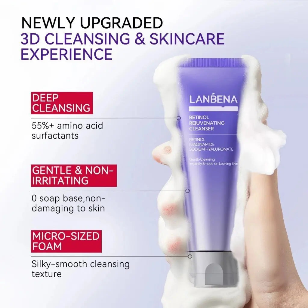 LANBENA Retinol Facial Cleanser – Oil Control, Hydrating Amino Acid Foam Anti-Aging Face Wash 100g - Lylamor.com