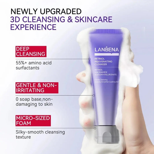 LANBENA Retinol Facial Cleanser – Oil Control, Hydrating Amino Acid Foam Anti-Aging Face Wash 100g - Lylamor.com