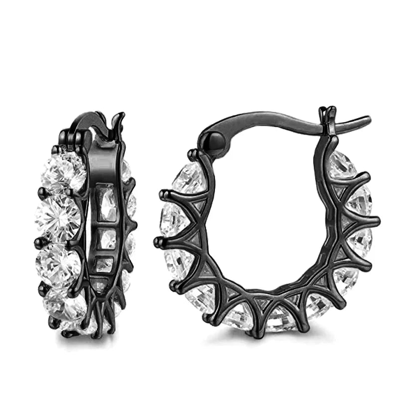 Pendientes de aro Huitan Luxe con circonitas cúbicas: elegancia con pavé de cristal