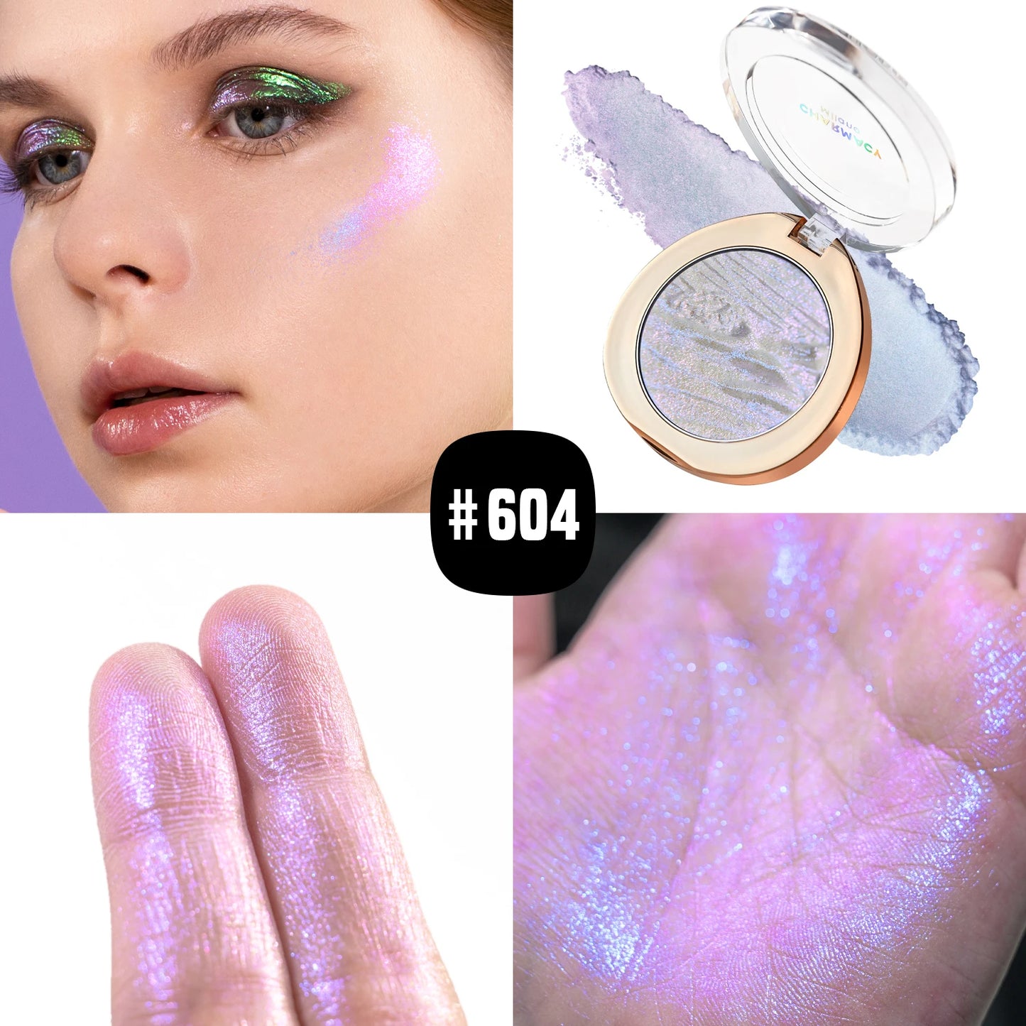 CHARMACY Duochrome Highlighter Powder 4.2g – Long-Lasting Multichrome Shimmer Makeup for Women - Lylamor.com
