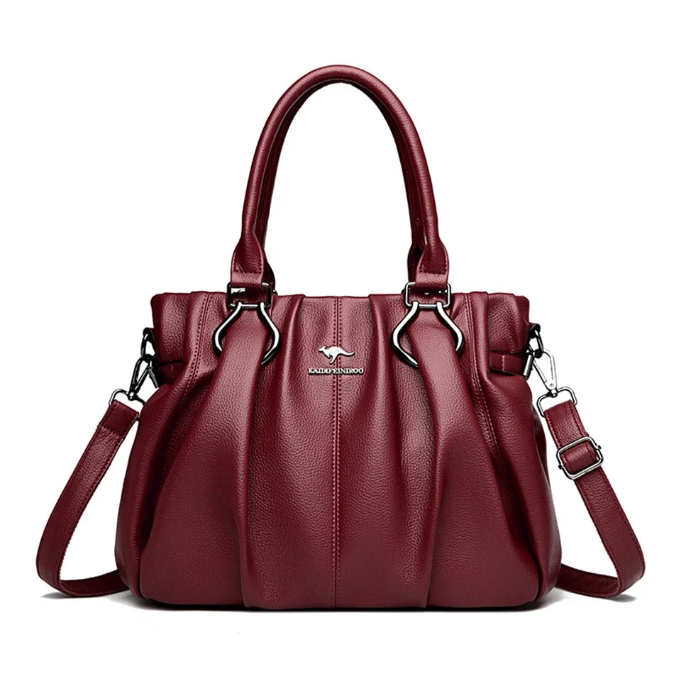 VANDERWAH Soft Leather Casual Tote - Zippered Women’s Commuter Handbag - Lylamor.com