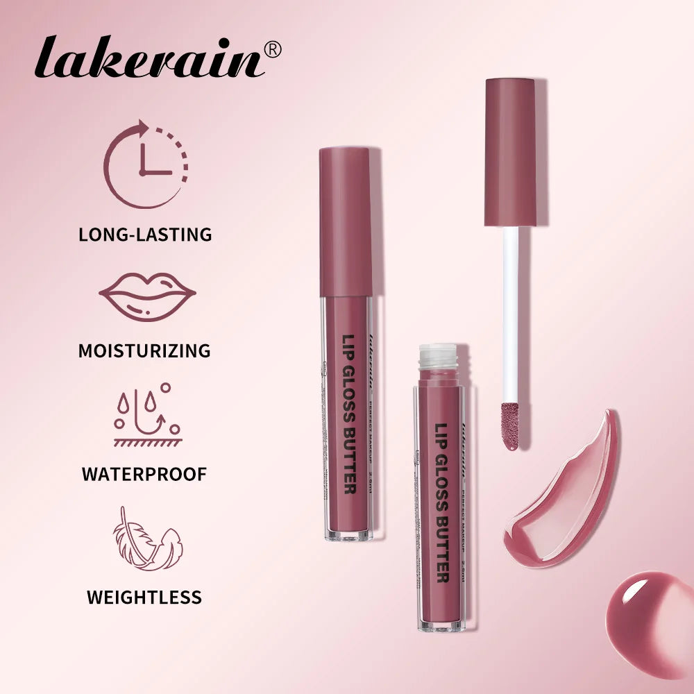 Lakerain Lip Gloss Butter  Long Lasting Non-stick  Beauty Waterproof Lip Stain Makeup Plumping Hydrating Lip Gloss Cosmetics - Lylamor.com