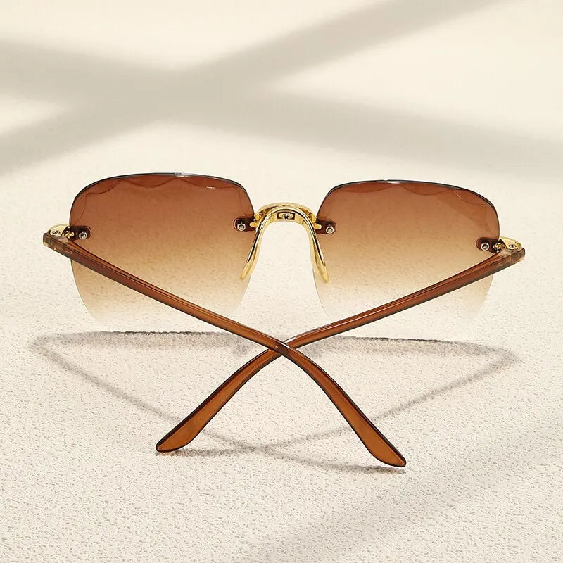 Frameless Gradient Sunglasses – Classic Square Shades for Women