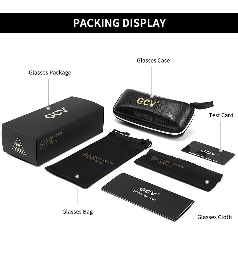 GCV Polarized Sunglasses Women – Luxury Square Rectangular Acetate UV400 Eyewear