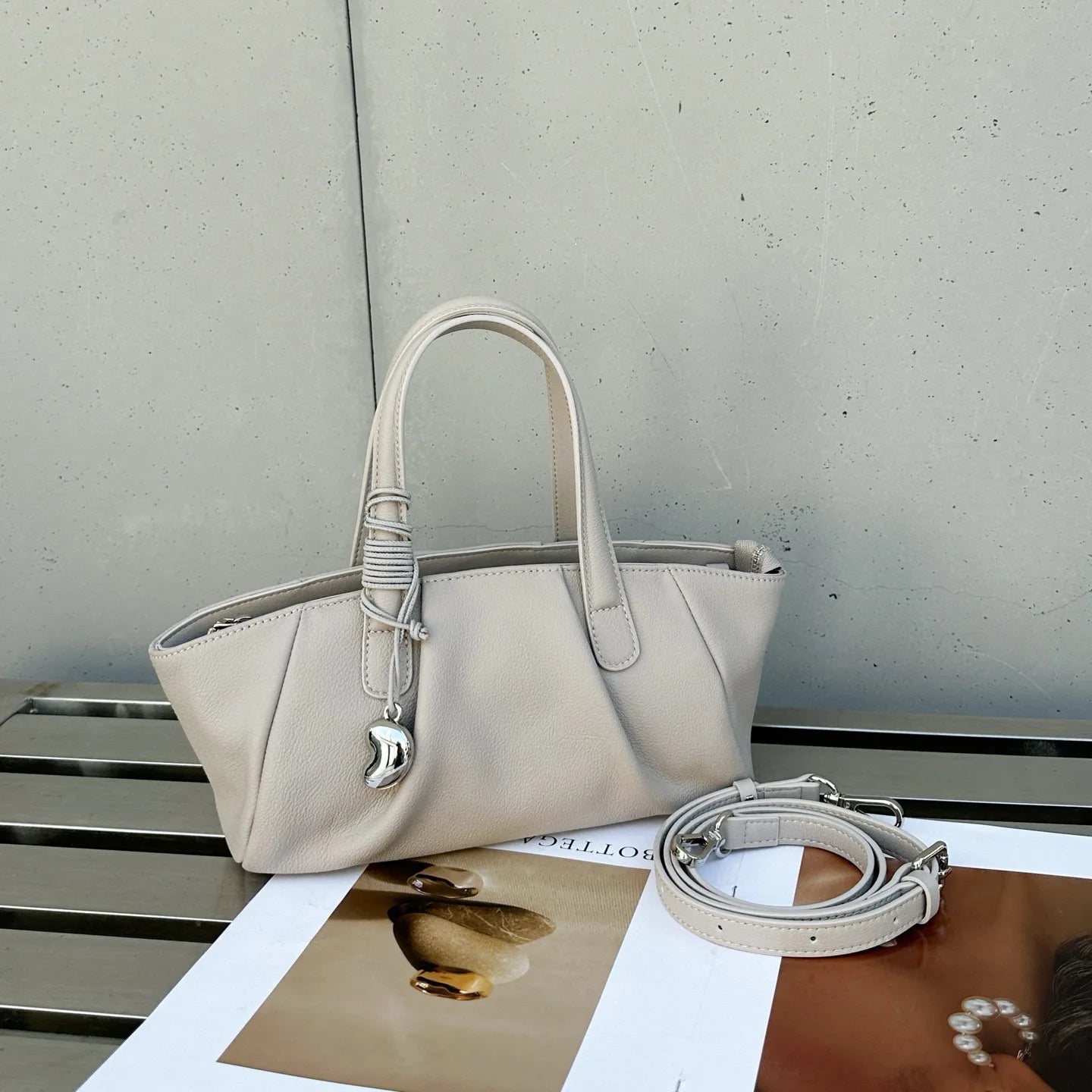 FIRMRANCH Soft Genuine Leather Shoulder & Crossbody Handbag with Zipper – Light Luxury Casual Tote - Lylamor.com