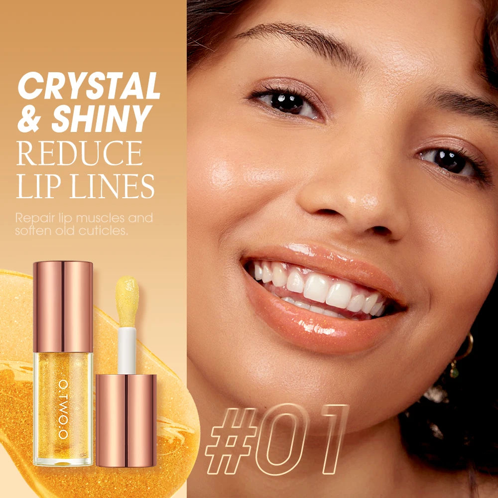 O.TWO.O Lip Oil Gloss Plumper Moisturizing Non-Sticky Glitter Shine Lip Balm Tint - Lylamor.com