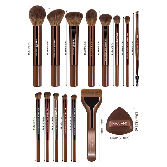 MAANGE 17pcs Makeup Brush Tool Set with Air Cushion Puffs & Storage Bag - Lylamor.com