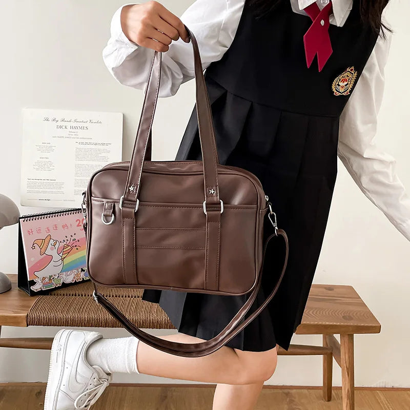 Japanese Preppy Shoulder Bag - PU Leather JK Uniform Bag for Women & Girls (Itabag/Tote/Bolso)