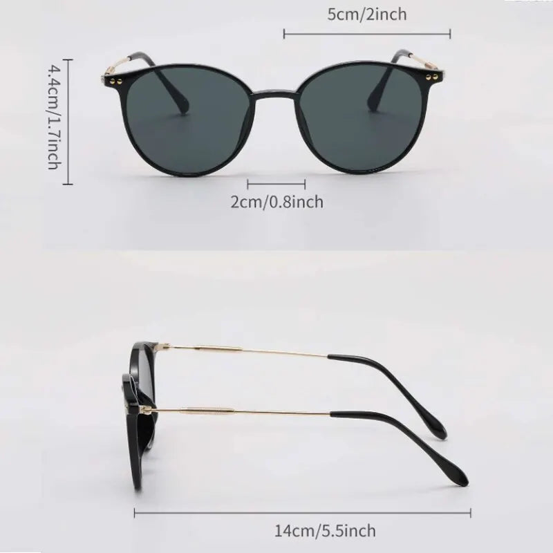 2-Pack Small Round Sunglasses Set - Vintage Cat Eye Eyewear for Women & Men