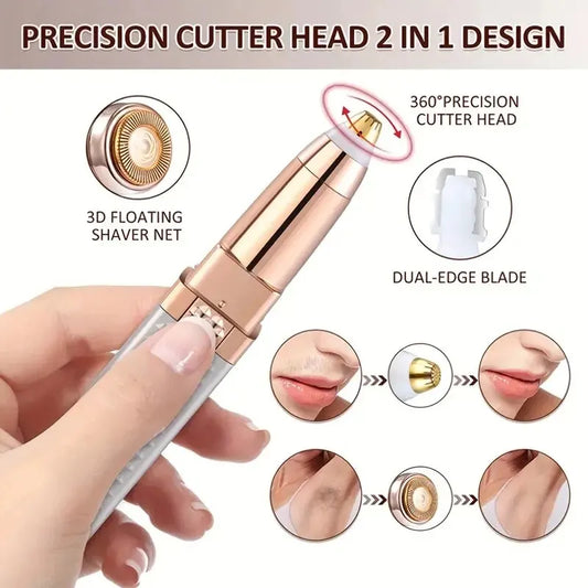 Rechargeable 2-in-1 Eyebrow Razor & Facial Hair Shaver – Painless LED Hair Removal