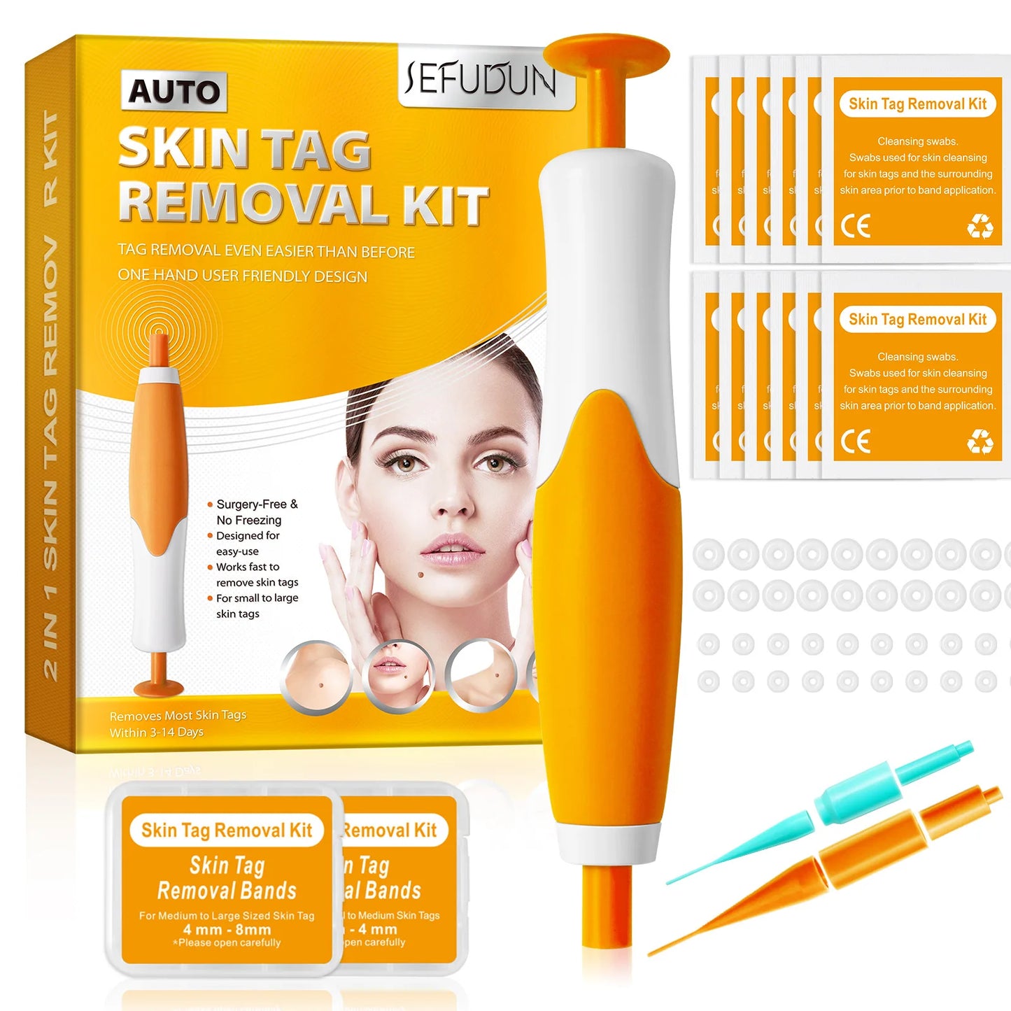 2-in-1 Skin Tag Remover Pen – Painless Mole & Wart Removal Kit with Cleansing Swabs