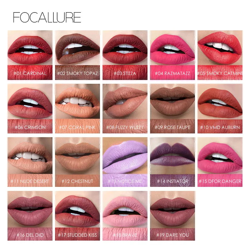 FOCALLURE Matte Lipstick – Waterproof & Long-Lasting - Lylamor.com