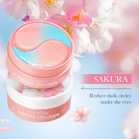 SADOER Sakura Collagen Eye Masks 60pcs Anti Dark Circle & Puffy Eye Patches for Hydrating, Firming Eye Care - Lylamor.com