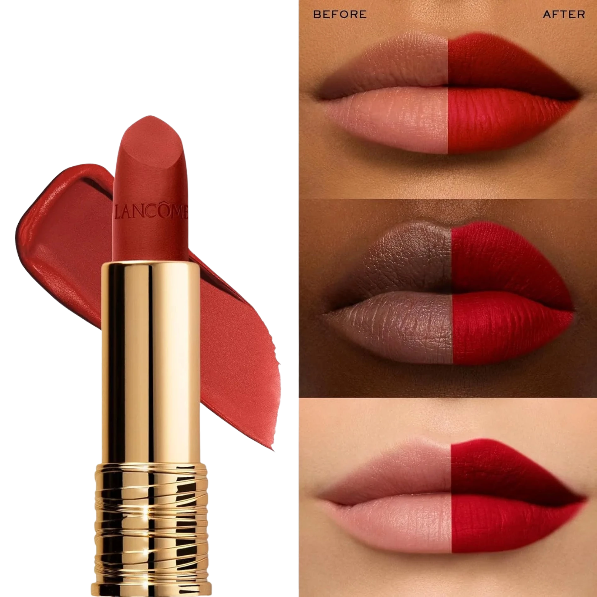 Lancome L’Absolu Rouge Drama Matte Lipstick Bold Matte Finish Lasting Comfort Hydration Shade 196 - Lylamor.com
